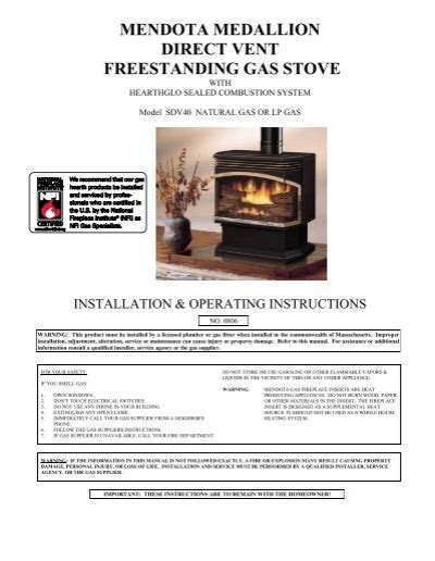 mendota gas stove sdv 40